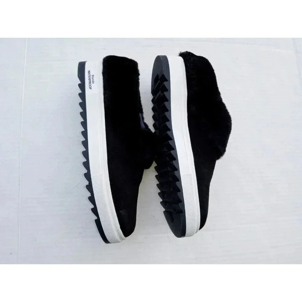Blondo Suri Waterproof Suede Slip-On Sneaker Faux-Fur Lining in Black Womens 7M - Picture 4 of 9